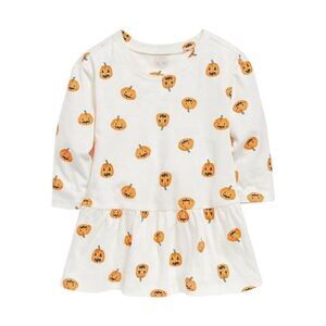 GAP Old Navy Infant Baby 3-6 Months Long-Sleeve Pumpkin Printed Drop-Waist Dress